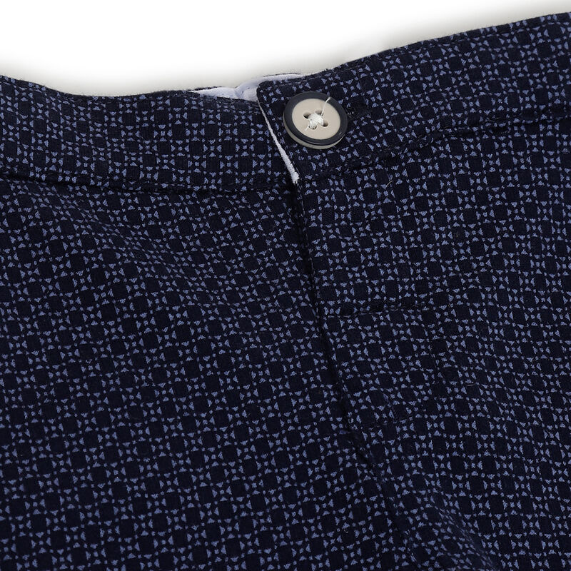 Boys Dark Blue Printed Long Trousers image number 2